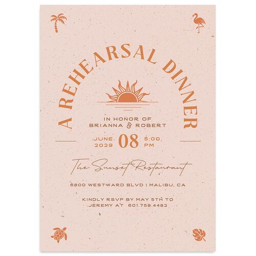 Beach Party Rehearsal Dinner Invitations Pink Cotton Signature Blank Standard