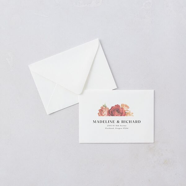 Vintage Awkward Photo Hearts Response Card Euro Envelopes White Barely Peach Return Address Luxe