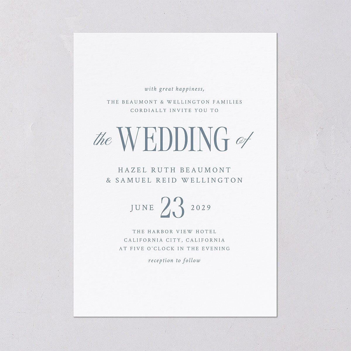Elegant Wedding Of Wedding Invitations Dusty Blue Signature Blank Standard No