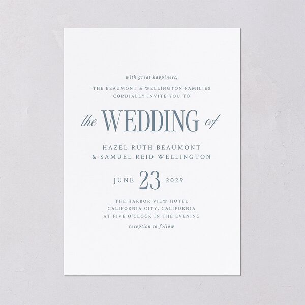 Elegant Wedding Of Wedding Invitations Dusty Blue Signature Blank Standard No
