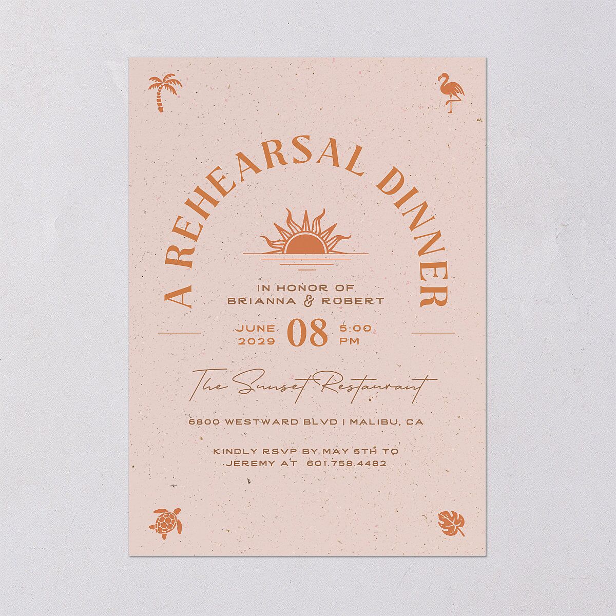 Beach Party Rehearsal Dinner Invitations Pink Cotton Signature Blank Standard