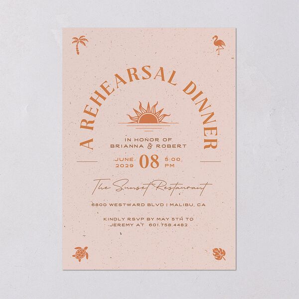 Beach Party Rehearsal Dinner Invitations Pink Cotton Signature Blank Standard