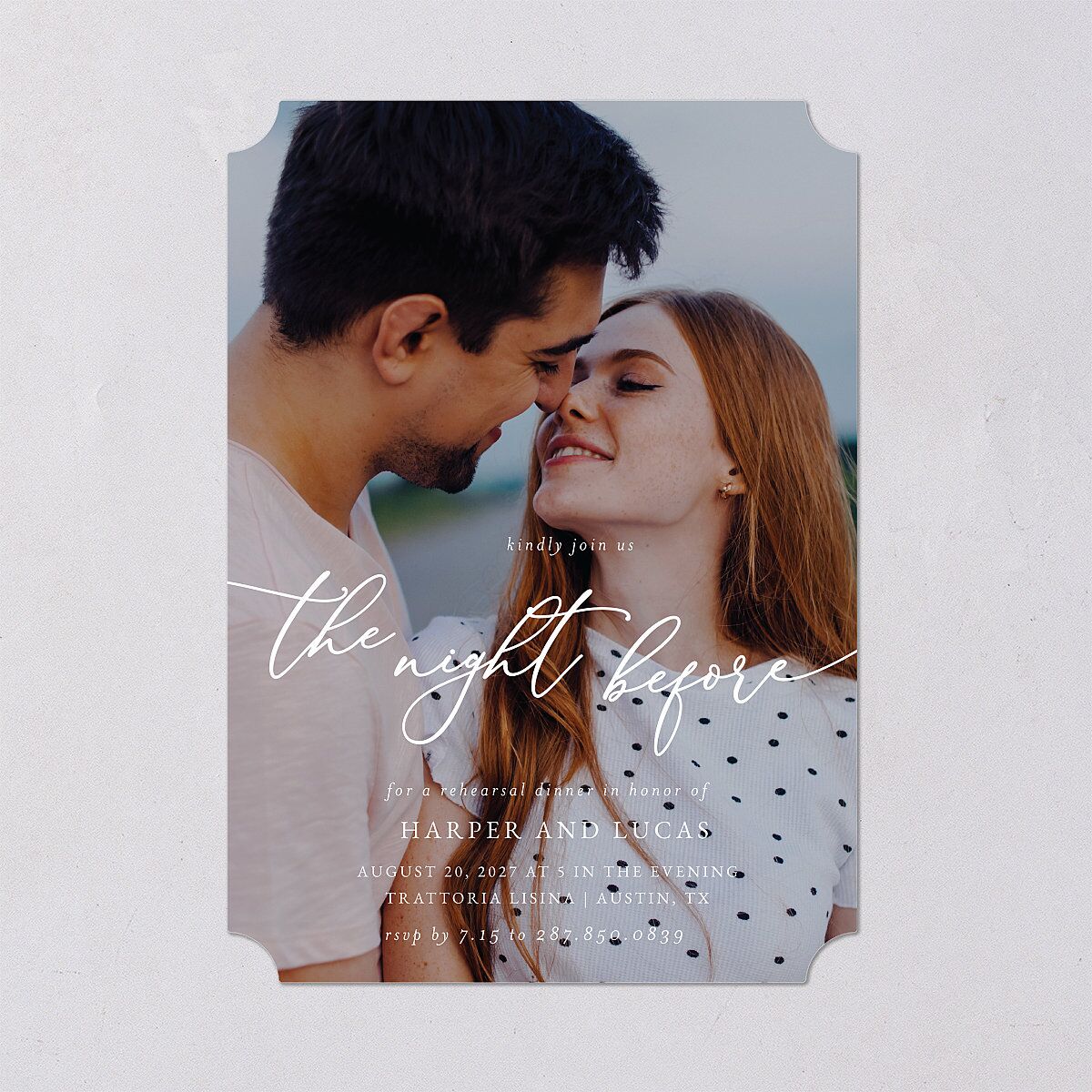 Gilded Photo Rehearsal Dinner Invitations Midnight Navy Signature Blank