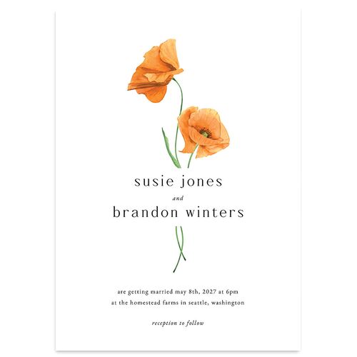 Wild Poppies Wedding Invitations Burnt Orange Signature Blank No