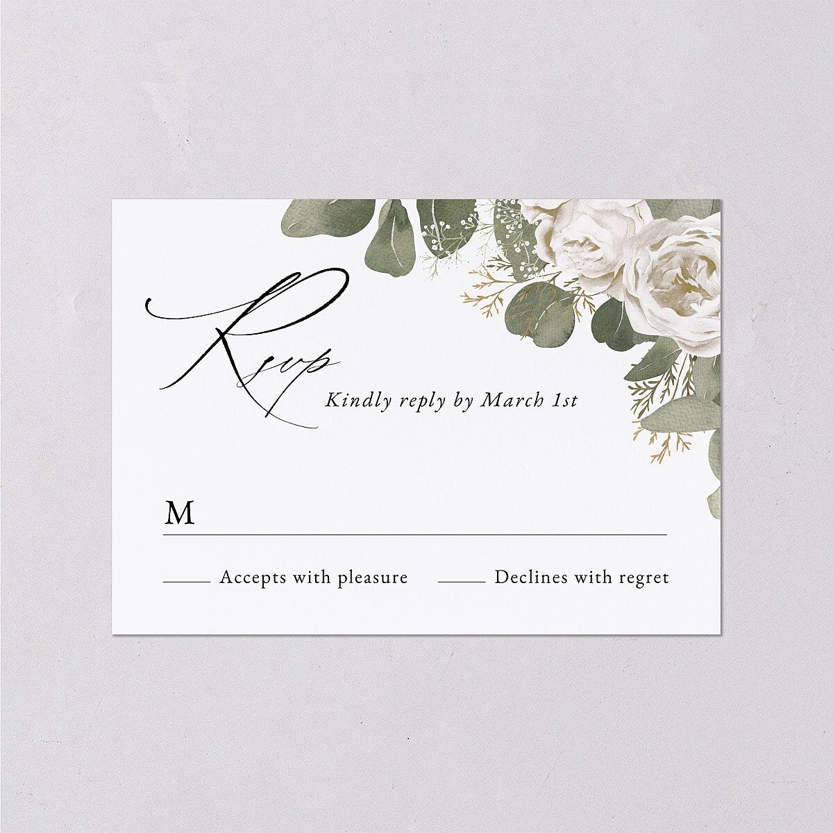Romantic Roses Wedding Response Cards Off-White Signature Standard