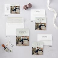 Monogram Flourish Save the Date Petite Cards Pure White Signature smooth Blank No Standard