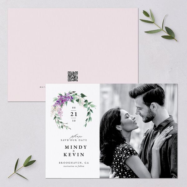 Romantic Wisteria Save The Date Cards Purple Petal Signature smooth Blank No Standard