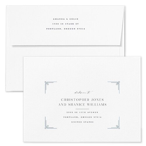 Church Cross Save The Date Card Envelopes Blue Dusty Blue Return Address Signature Standard