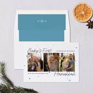 Baby's First Hanukkah Confetti Holiday Cards Pure White Signature Blank Standard Portrait