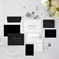 Modern Vow Wedding Invitations Charcoal Signature Blank No Standard