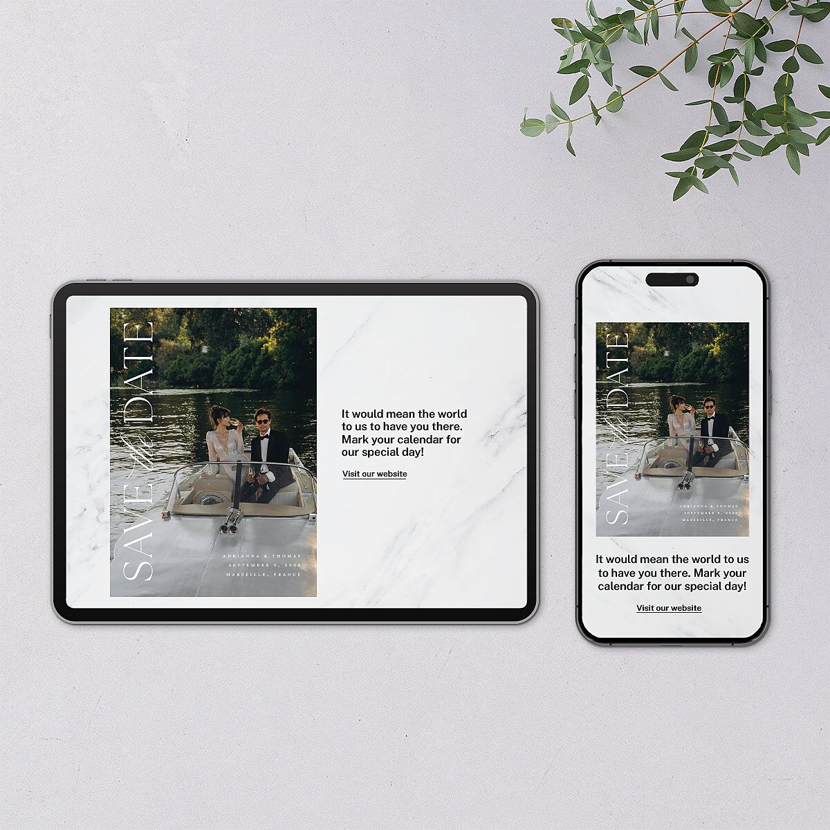 Classic Capture Digital Save the Date Cards Midnight Watercolor Blush Lets Celebrate
