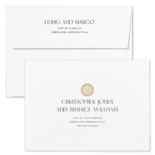 Chinese Lucky Circle Wedding Invitation Envelopes Terracotta Ivory Recipient Address Standard Signature