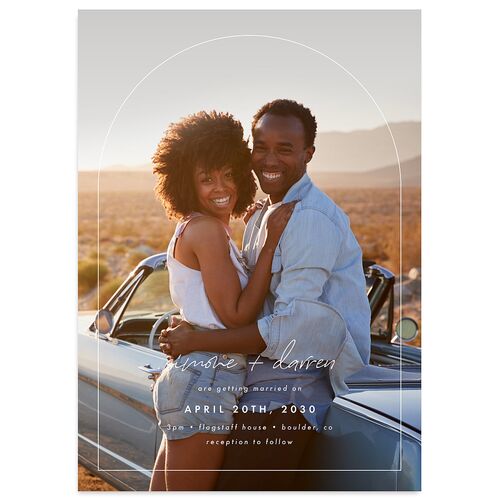 Arched Photo Wedding Invitations Charcoal Signature Blank No Standard