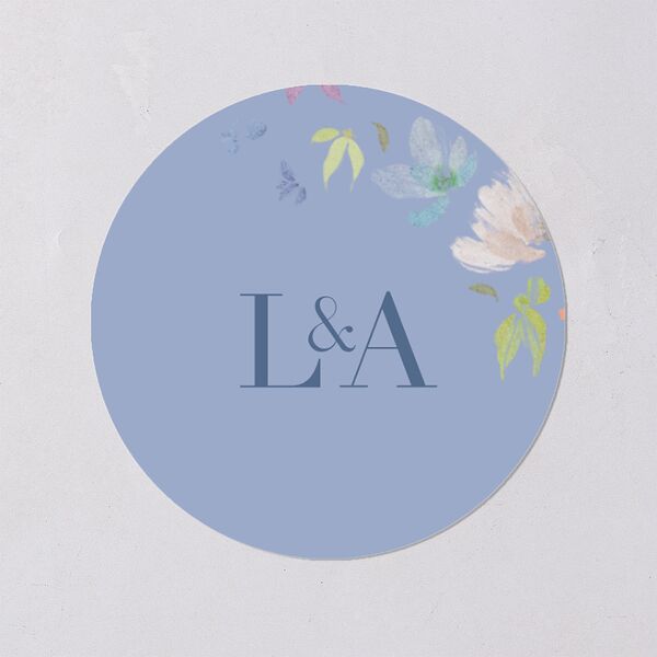 Floral Appliqué Wedding Stickers Slate Circle