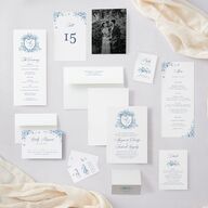 Elegant Rose Crest Thank You Cards Sapphire