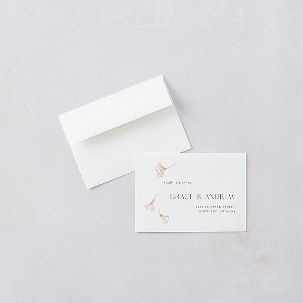 Ginkgo Leaves Wedding Response Cards Gold Peony Signature Standard