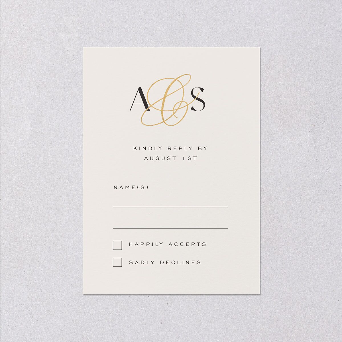 Together Wedding Response Cards Gold Champagne Signature Standard