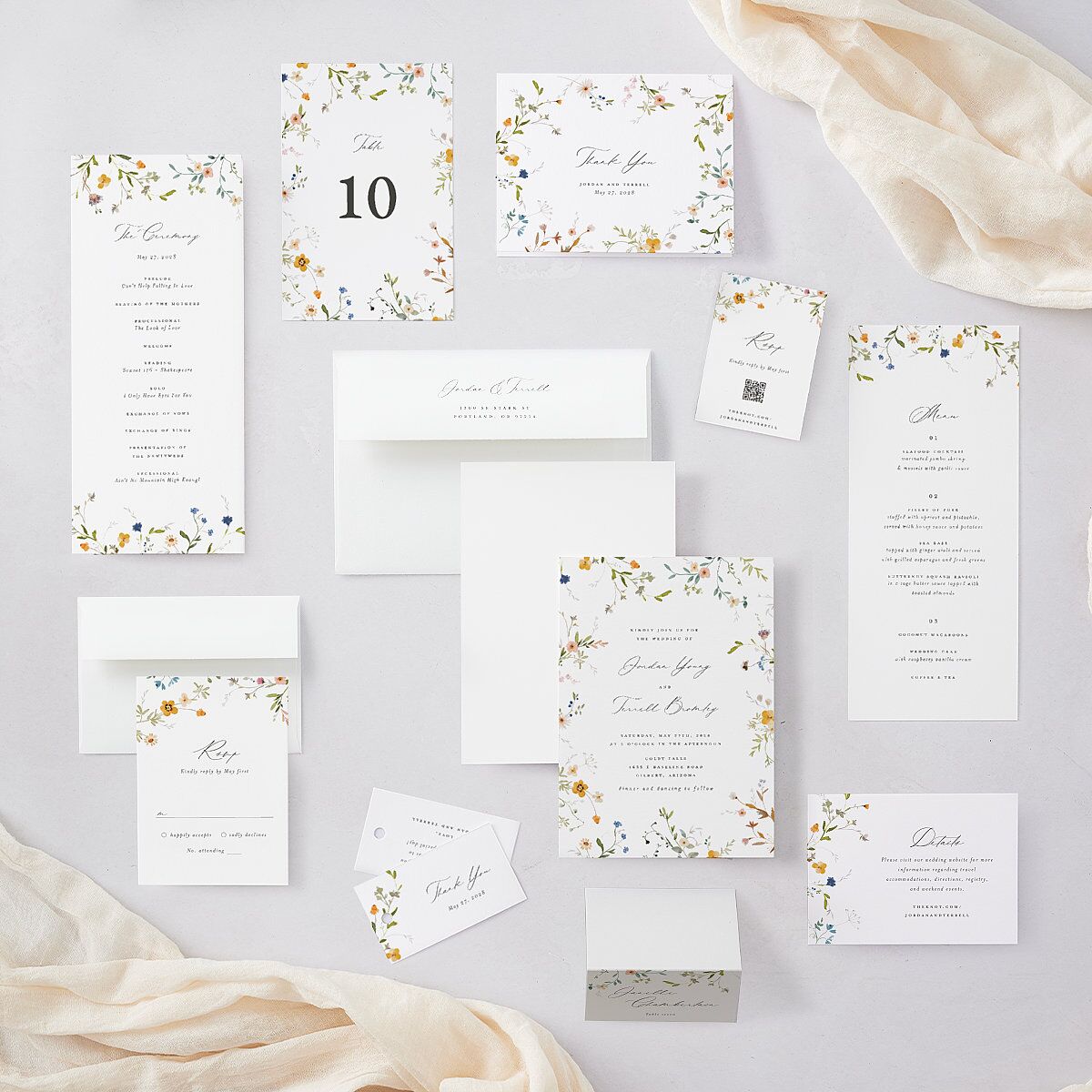 Dainty Wildflowers Menus Sunflower Signature