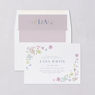 Floral Appliqué Bridal Shower Invitations Sheer Lilac Signature Blank