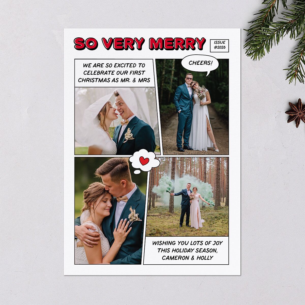 Comic Book Holiday Holiday Cards Ruby Signature Blank Portrait Standard