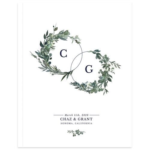 Leafy Hoops Wedding Guest Book Navy