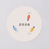 Whimsical Drawn Holiday Lights Holiday Stickers Sapphire Circle