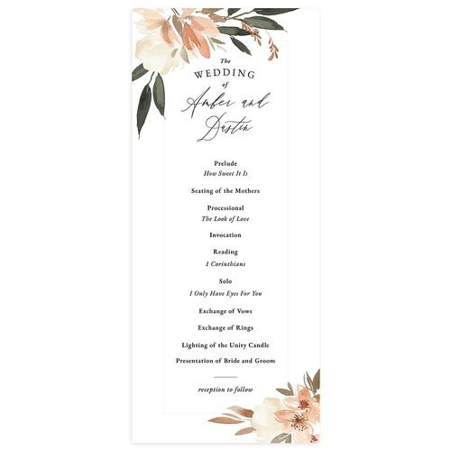 Neutral Greenery Wedding Programs Peach Fuzz Signature