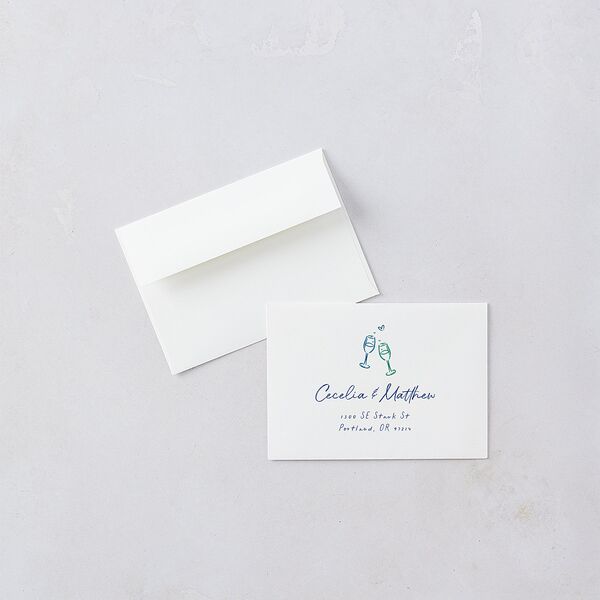 Nautical Border Response Card Envelopes White French Blue Return Address Signature Standard