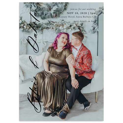 Vertical Names Wedding Invitations Pure White Signature Blank No Standard