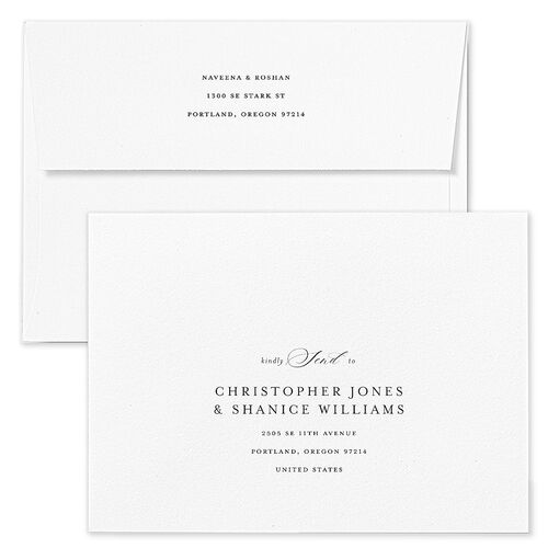 Indian Gilded Adornment Wedding Invitation Envelopes White Sand Both Recipient and Return Addresses Standard Signature