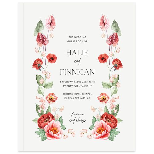 Whimsical Maximalist Floral Guest Books Jewel Red