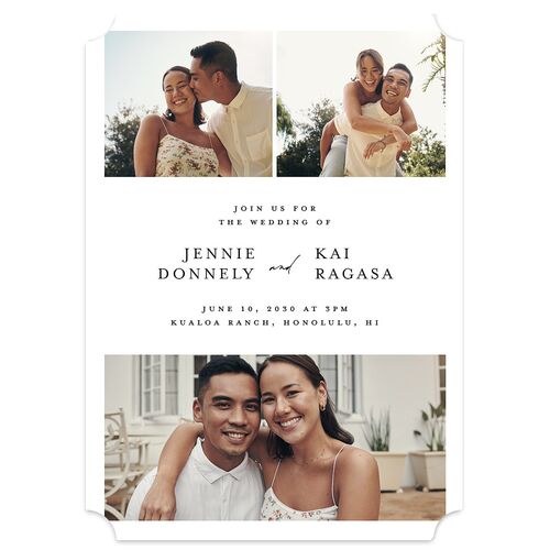 Simple Pampas Wedding Invitations Pure White Signature Blank No Ticket