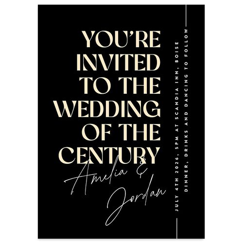 Wedding of the Century Wedding Invitations Midnight Signature Blank No Standard