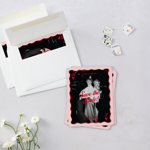 Hand Drawn Las Vegas Hearts Save The Date Magnets Crimson Magnet Paper