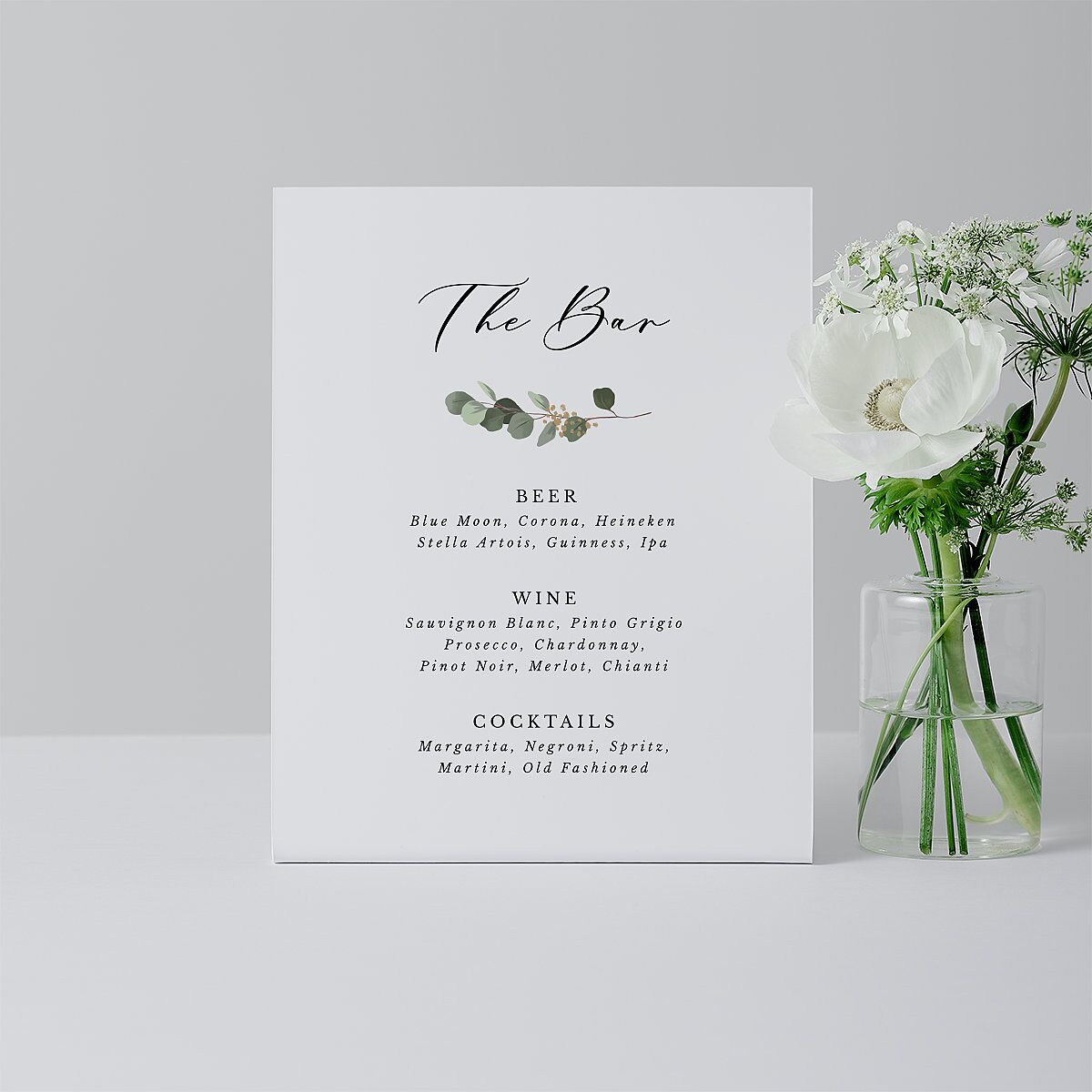 Eucalyptus Frame Favor Bended Tabletop Sign X-small Pure White Standard Plastic XS Tabletop Favor