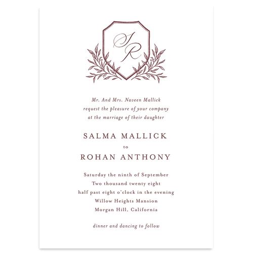 Classic Crest Wedding Invitations Merlot Signature Blank No Standard