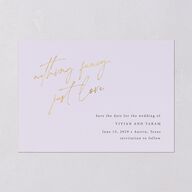 Just Love Save the Date Cards Gold Sheer Lilac Signature smooth Blank No Standard