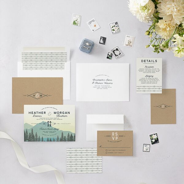 Vintage Mountain Wedding Invitations Pool Signature Blank No Standard