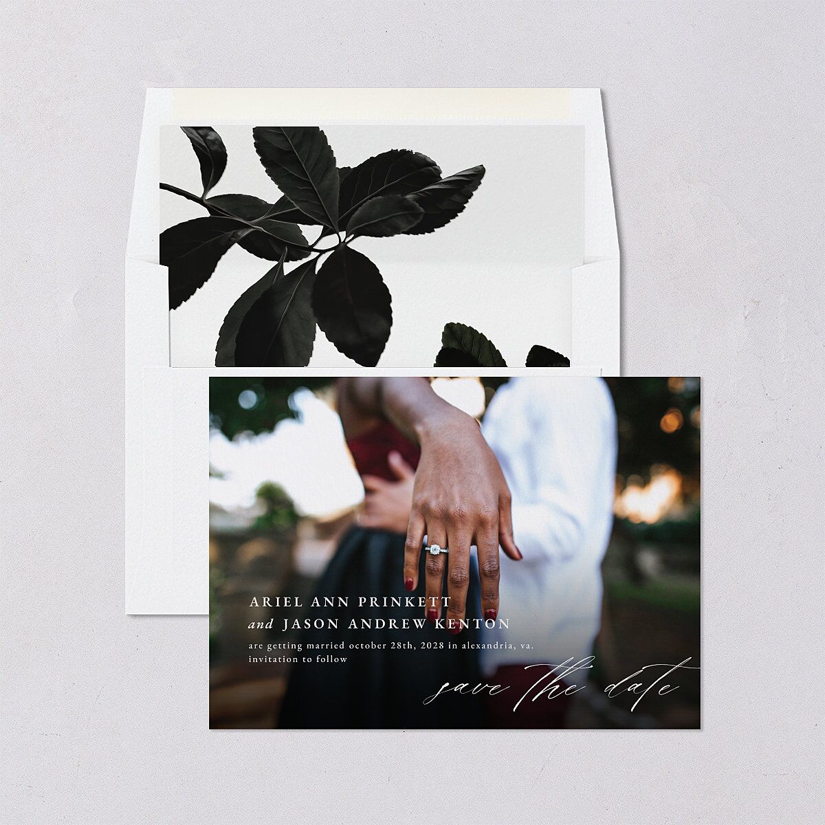 Modern Rose Save The Date Cards Plum Signature smooth Blank No Standard