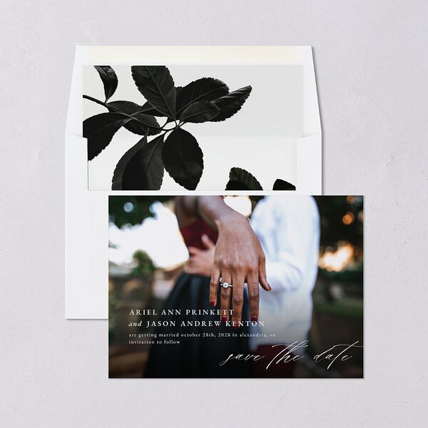 Modern Rose Save The Date Cards Plum Signature smooth Blank No Standard
