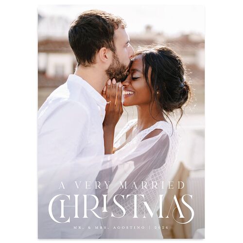 Married Christmas Holiday Cards Pure White Signature Blank Portrait  Standard