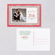 Whimsical Painted Holiday Border Thank You Postcards Scarlet