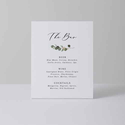 Eucalyptus Frame Menu Bended Tabletop Sign X-small Pure White Standard Plastic XS Tabletop Menu
