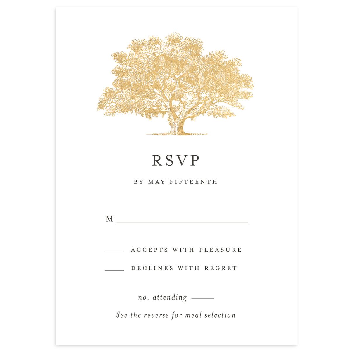 Southern Oak Tree Foil Wedding Response Cards