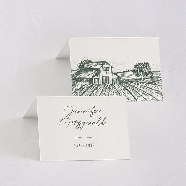 Country Farm Place Cards Hunter Green Signature