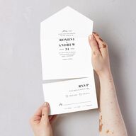 Vibrant Floral All-in-One Wedding Invitations Raspberry Signature Light Both Recipient and Return Addresses