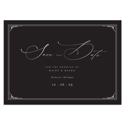 Vintage Gothic Save The Date Cards Licorice Signature smooth Blank No Standard