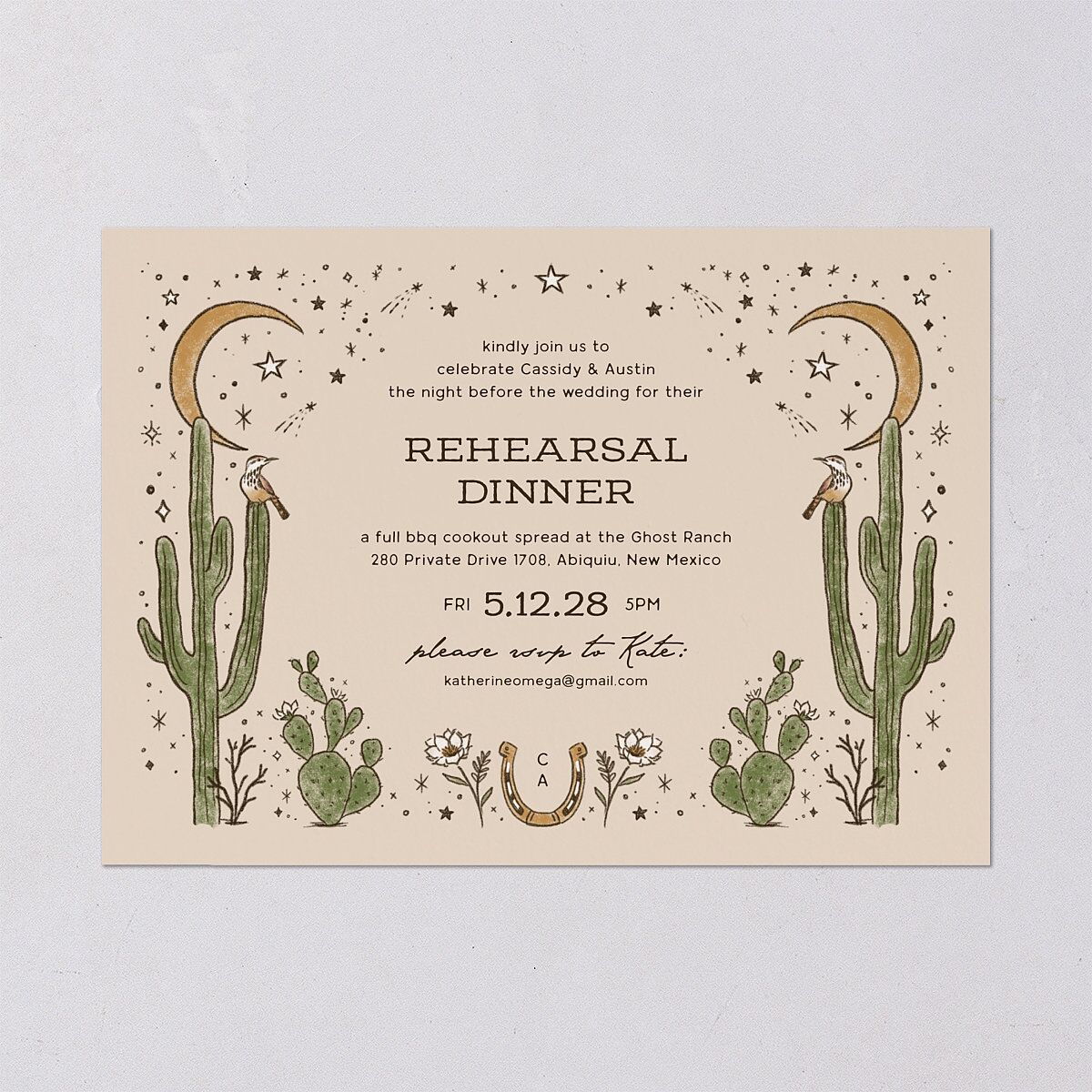 Southwestern Nouveau Rehearsal Dinner Invitations Red Clay Signature Blank Standard