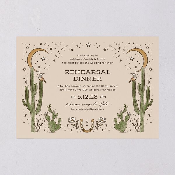 Southwestern Nouveau Rehearsal Dinner Invitations Red Clay Signature Blank Standard