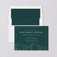 Mountain Escape Rehearsal Dinner Invitations Dark Emerald Signature Blank